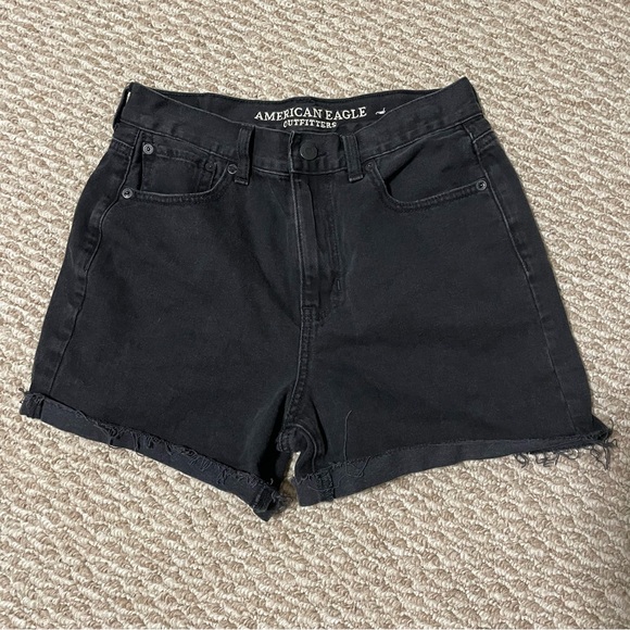 American Eagle Outfitters Pants - American Eagle Outfitters Black Jean Shorts High-Waisted Raw-Edge